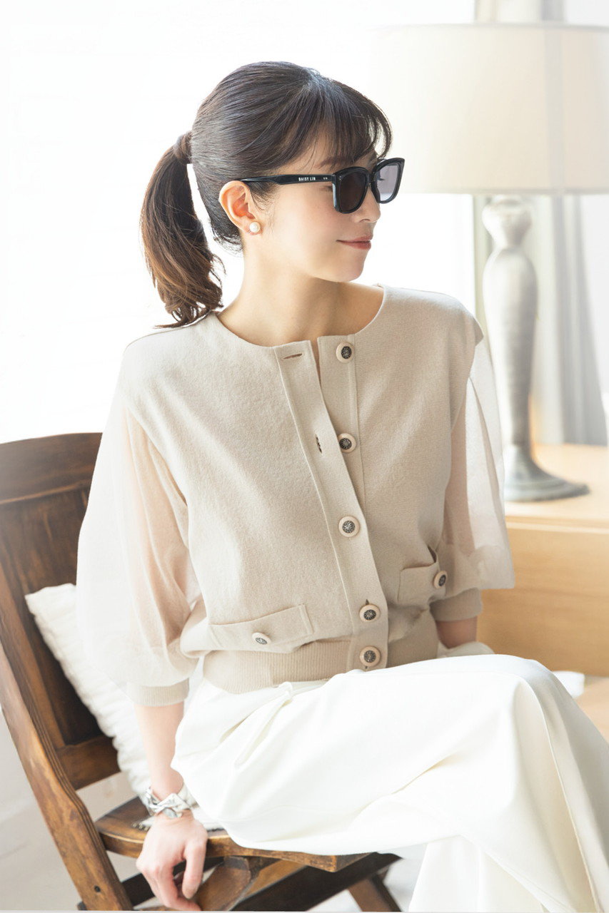 DAISY LIN(デイジーリン)｜Stylish Sheer Knit Cardigan/パウダー