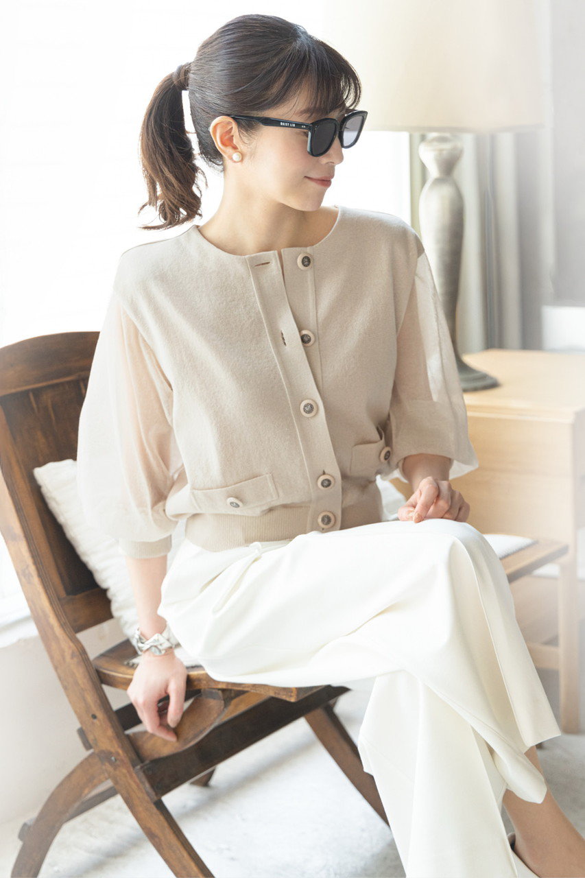 DAISY LIN(デイジーリン)｜Stylish Sheer Knit Cardigan/パウダー