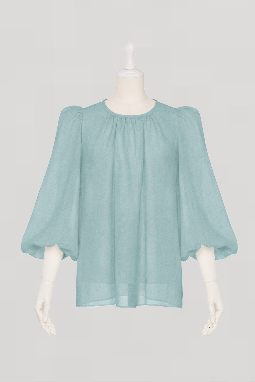 DAISY LIN(デイジーリン)｜Sheer Puff Blouse/アンティークグリーン の