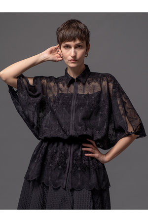 ドメル/DOMELLEのモールレース ２WAY ブラウジング ブラウス