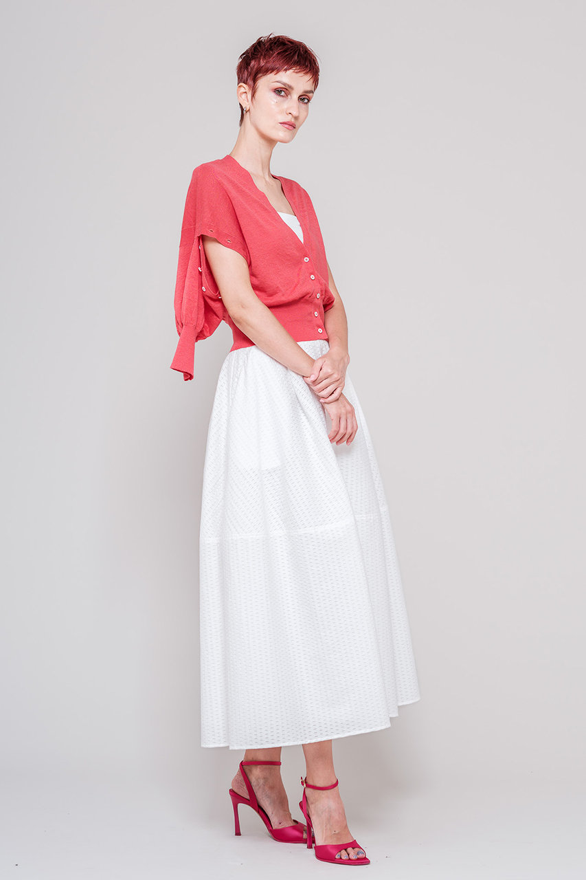 DOMELLE(ドメル)｜コットン アイレット スカート/ホワイト の通販