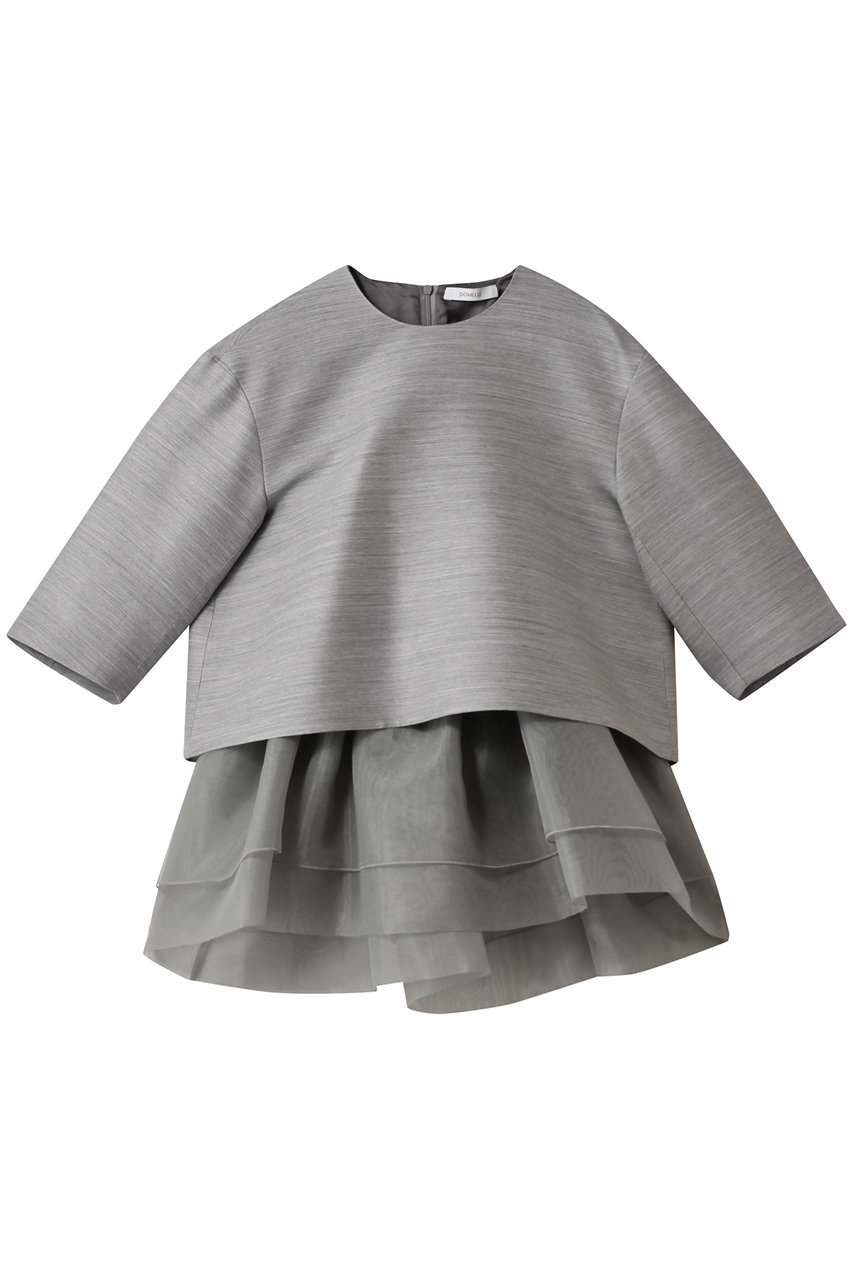 DOMELLE ウール シルクツイル ブラウス (グレー, 1) ドメル ELLE SHOP DOMELLE ウール シルクツイル ブラウス (グレー, 1) ドメル ELLE SHOP