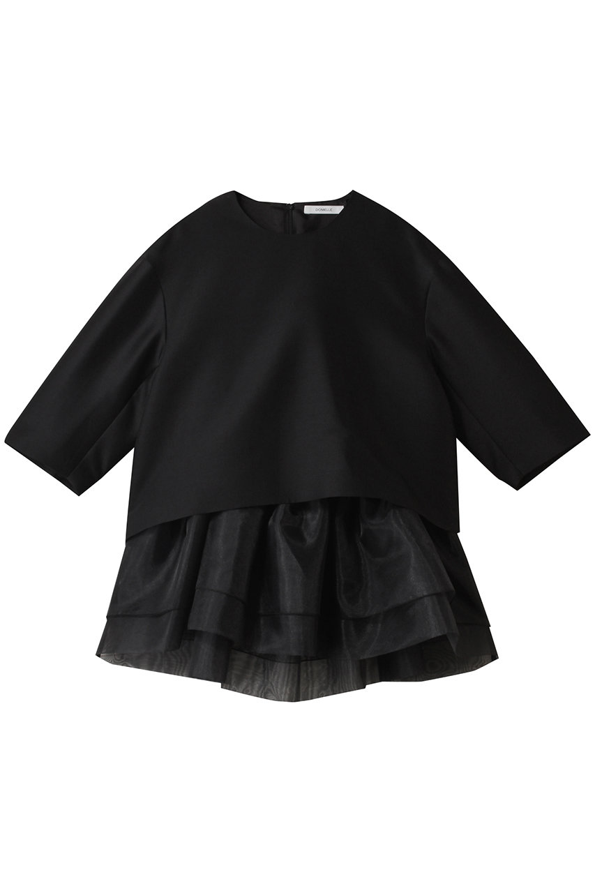 DOMELLE ウール シルクツイル ブラウス (ブラック, 2) ドメル ELLE SHOP DOMELLE ウール シルクツイル ブラウス (ブラック, 2) ドメル ELLE SHOP