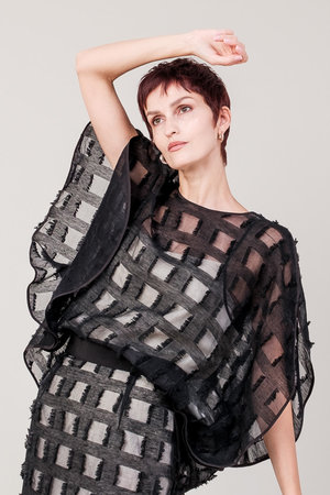 ドメル/DOMELLEのシルク ジャカード オーガンジー ブラウス(110400/110403)