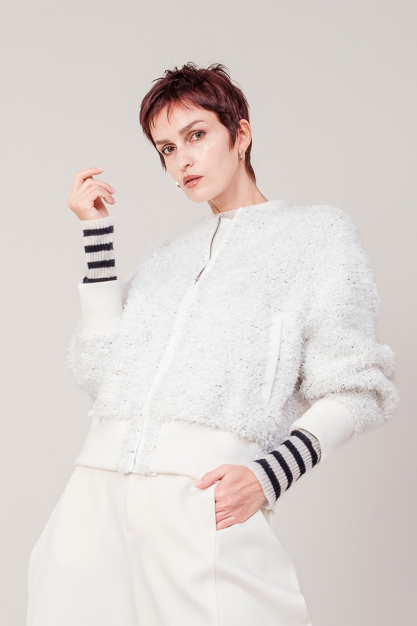 DOMELLE(ドメル)｜LINTON ツイード ブルゾン/ホワイト の通販