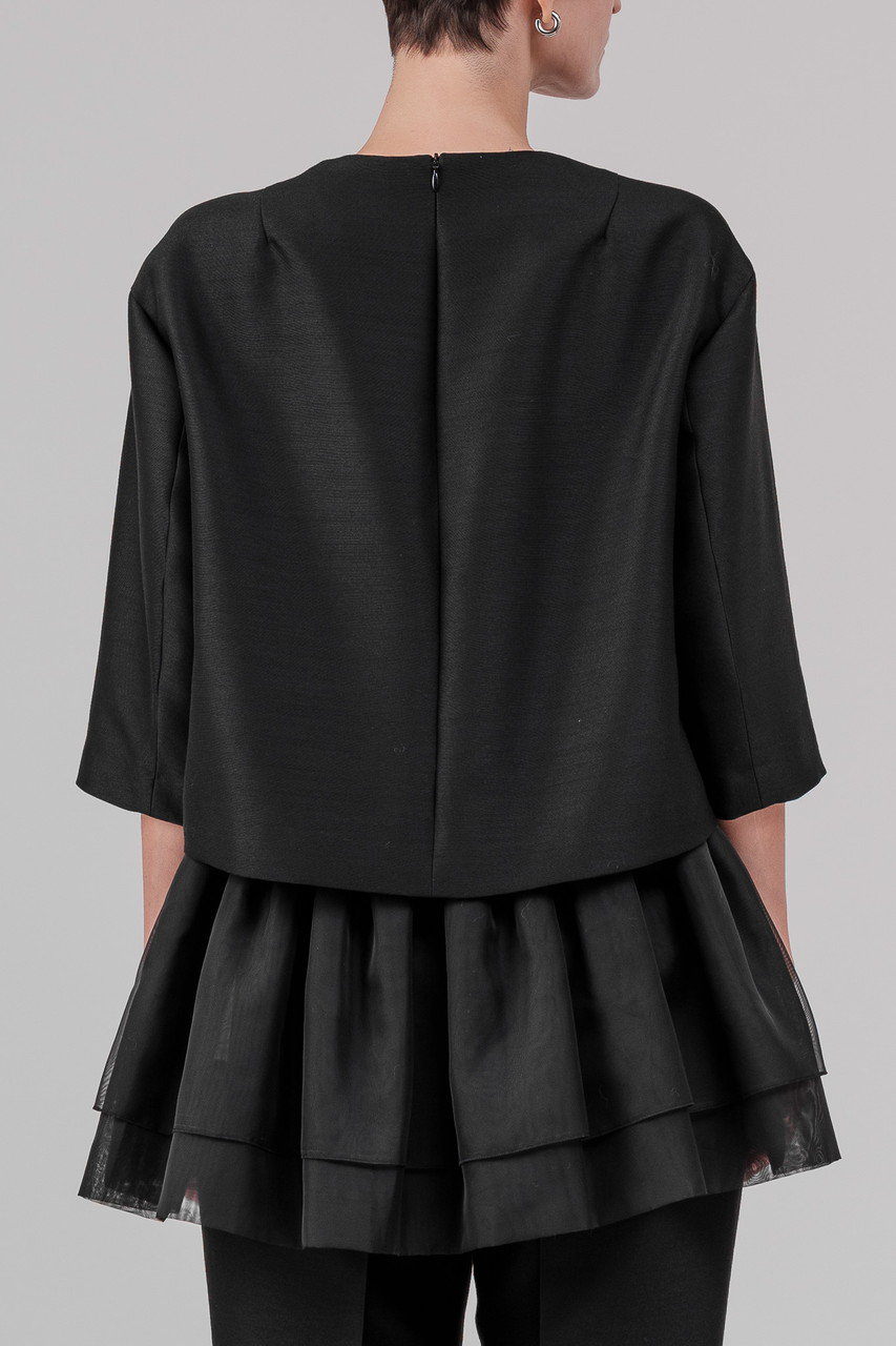DOMELLE(ドメル)｜ウール シルク ブラウス/ブラック の通販｜ELLESHOP