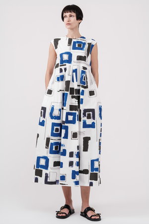 ドメル/DOMELLEのブロック プリント ドレス(110500/110503)