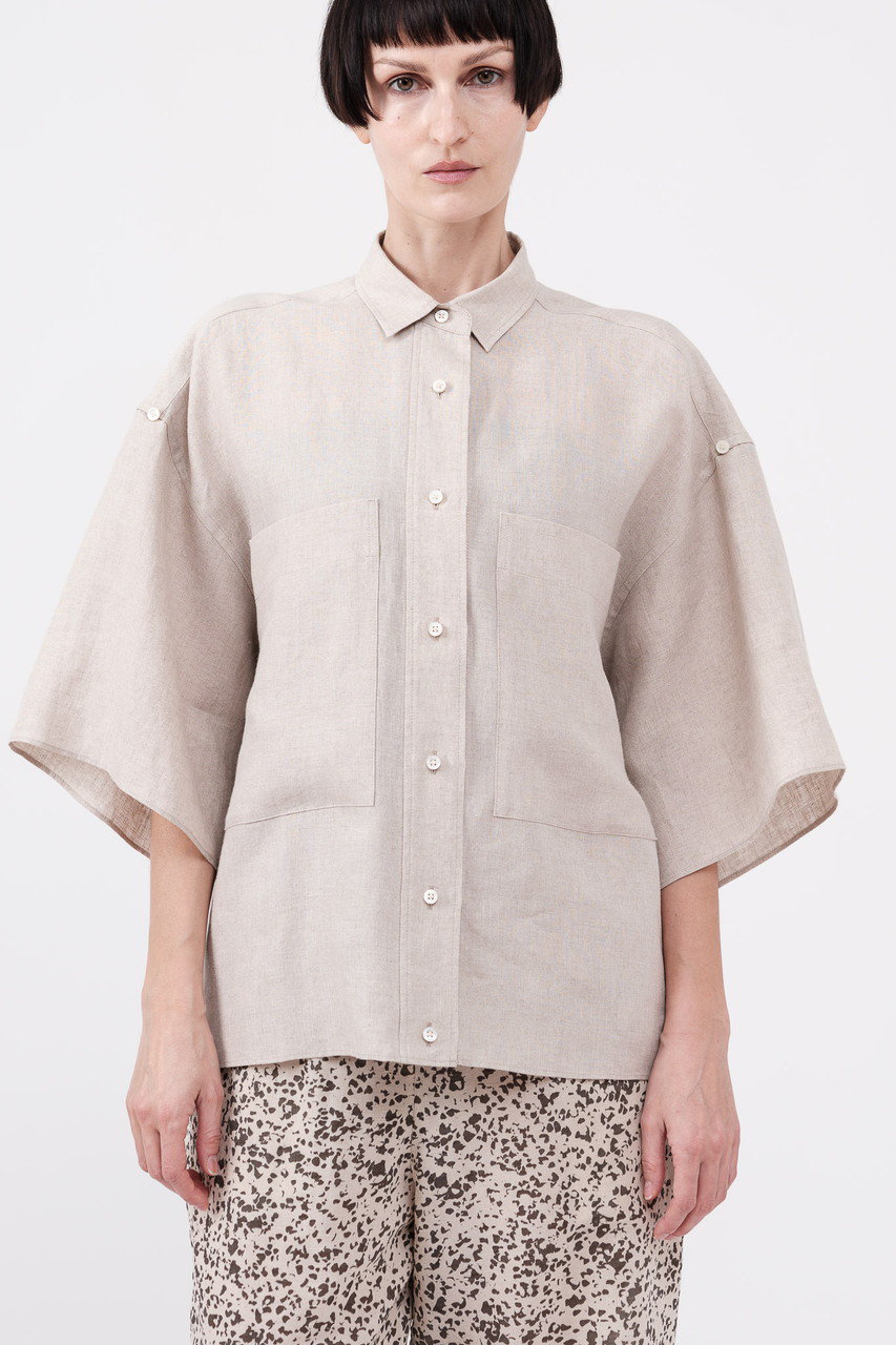 DOMELLE(ドメル)｜ベルギー リネン シャツ/ベージュ の通販｜ELLESHOP