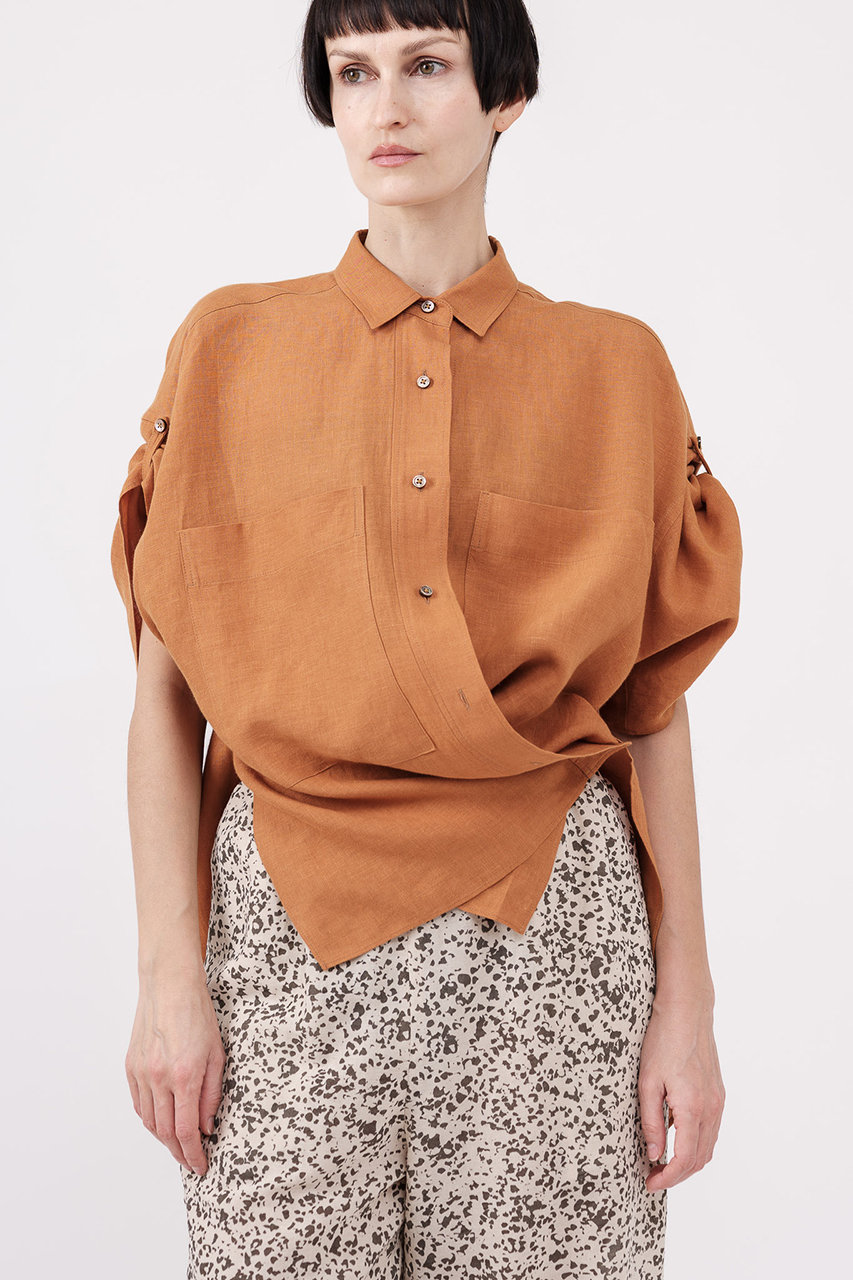 ドメル/DOMELLEの【予約販売】ベルギー リネン シャツ(ブラウン/A3161FB 004)