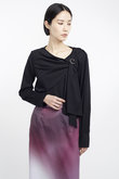 Asymmetric ロングリボン ジャージ トップス