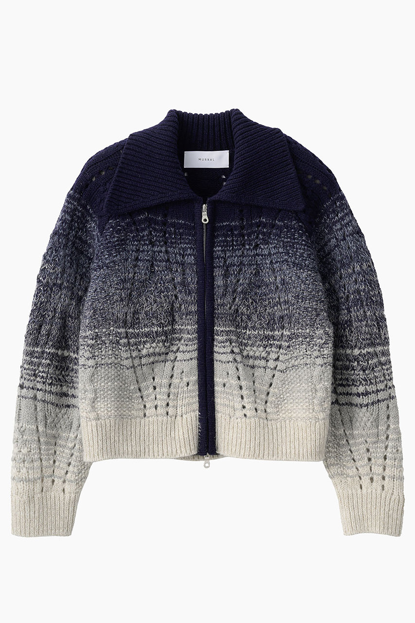 MURRAL Morph zipped ニットカーディガン (ネイビー, F) ミューラル ELLE SHOP