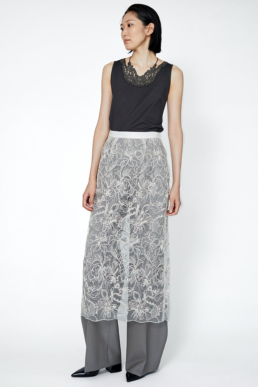 murral ミューラル melt rib top メルトリブトップ サムホール MURRAL/ミューラル】EX.embroidered tulle layered tops/エン