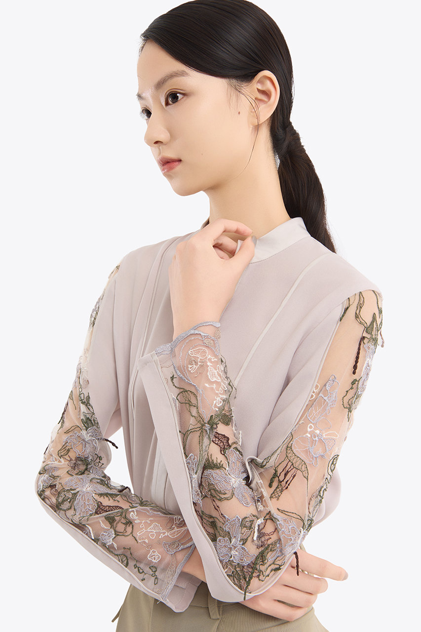 MURRAL(ミューラル)｜Tears フラワー レース トップス/ライトグレー の