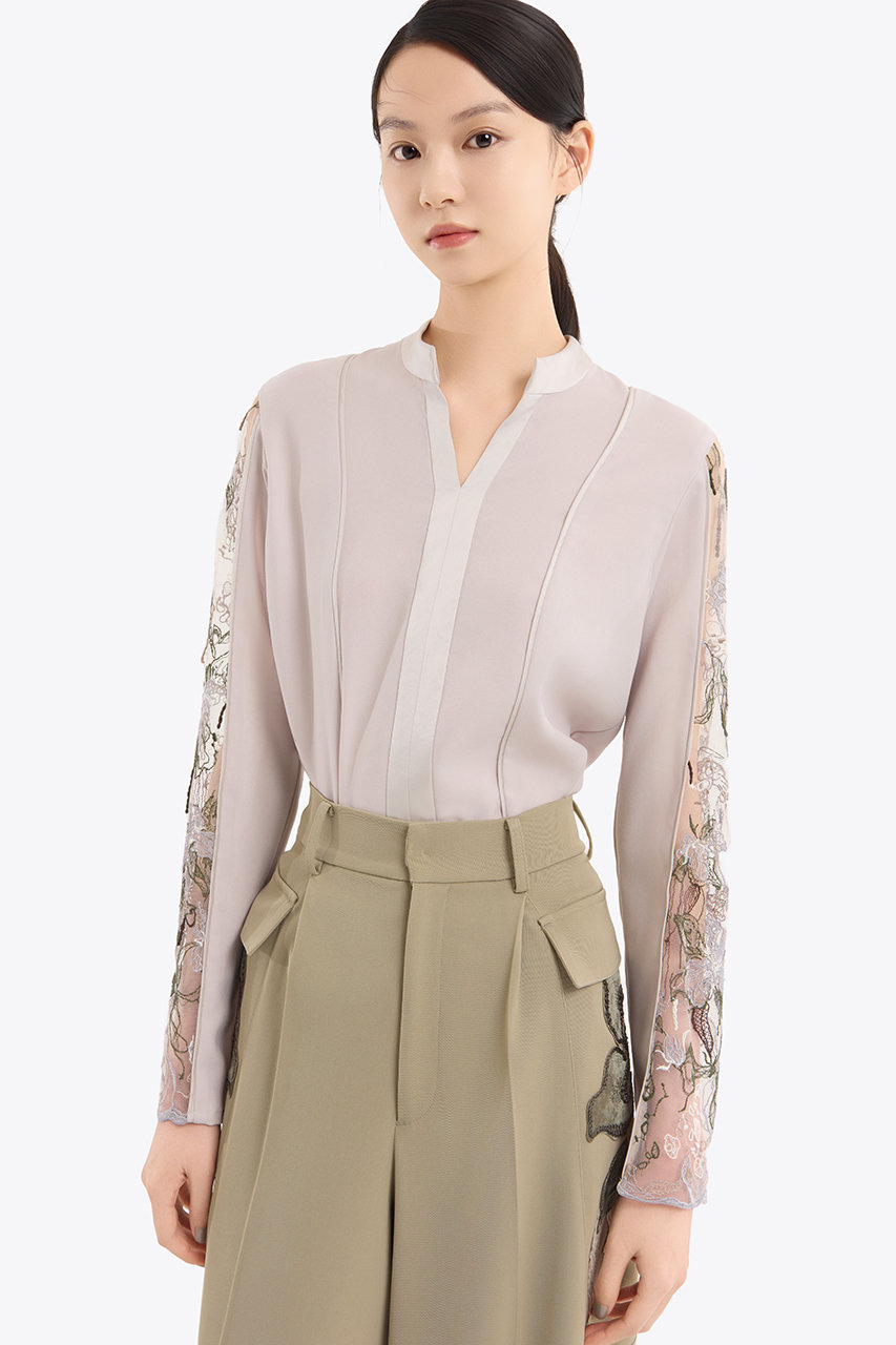 MURRAL(ミューラル)｜Tears フラワー レース トップス/ライトグレー の