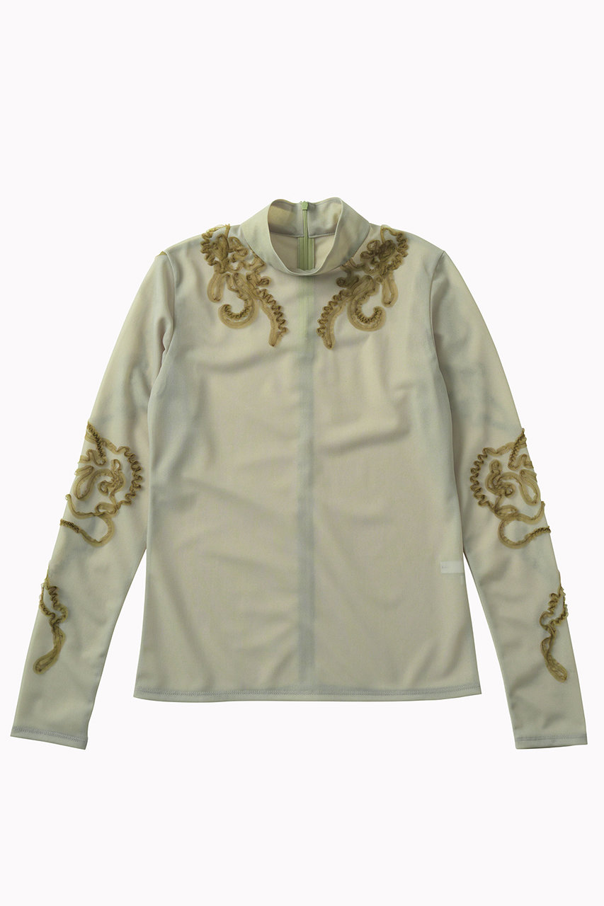 ミューラル/MURRALのMoon road  エンブロイダリー  シアートップス(スモークカーキ/252-0305)