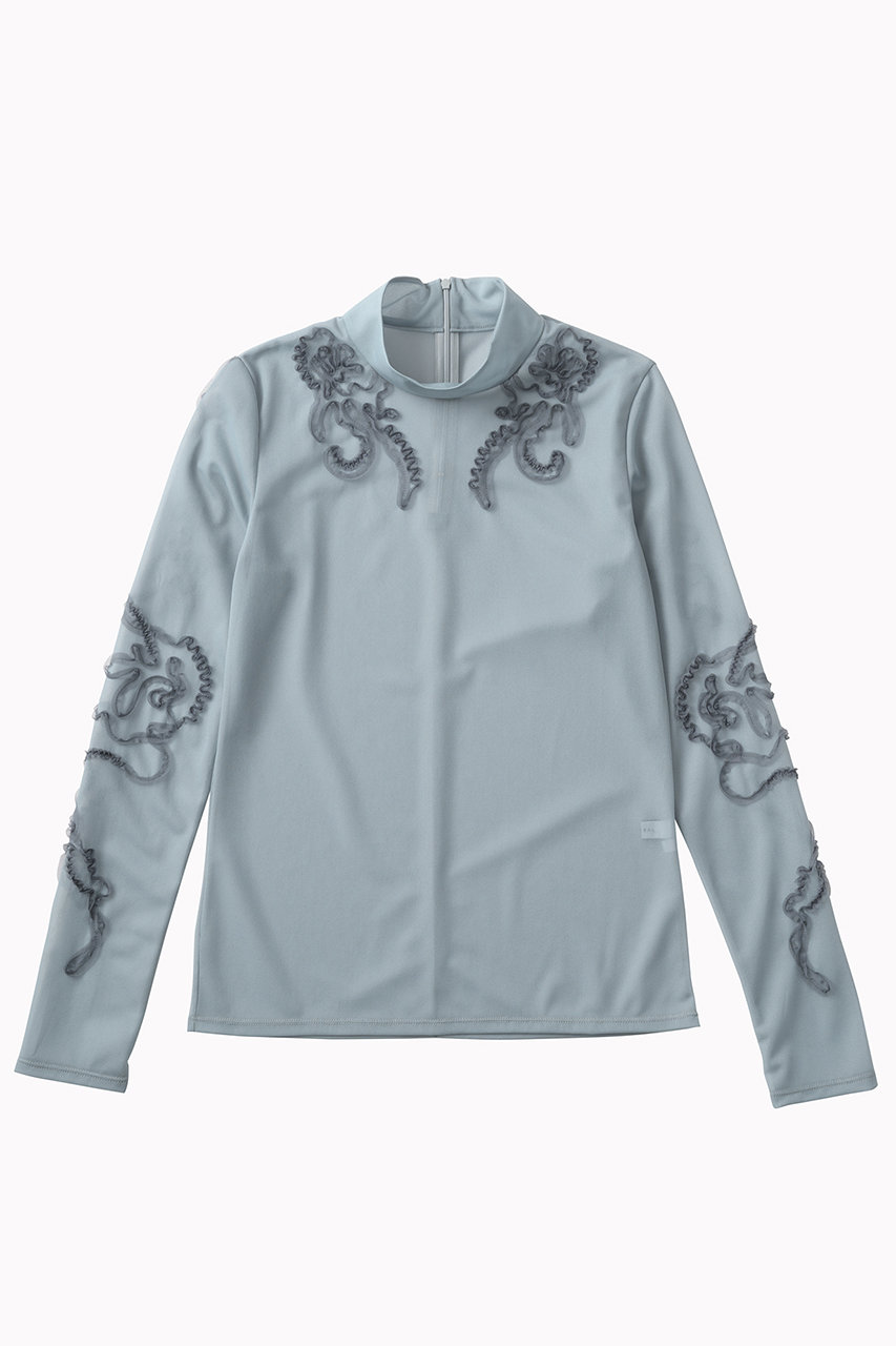 ミューラル/MURRALのMoon road  エンブロイダリー  シアートップス(ブルー/252-0305)