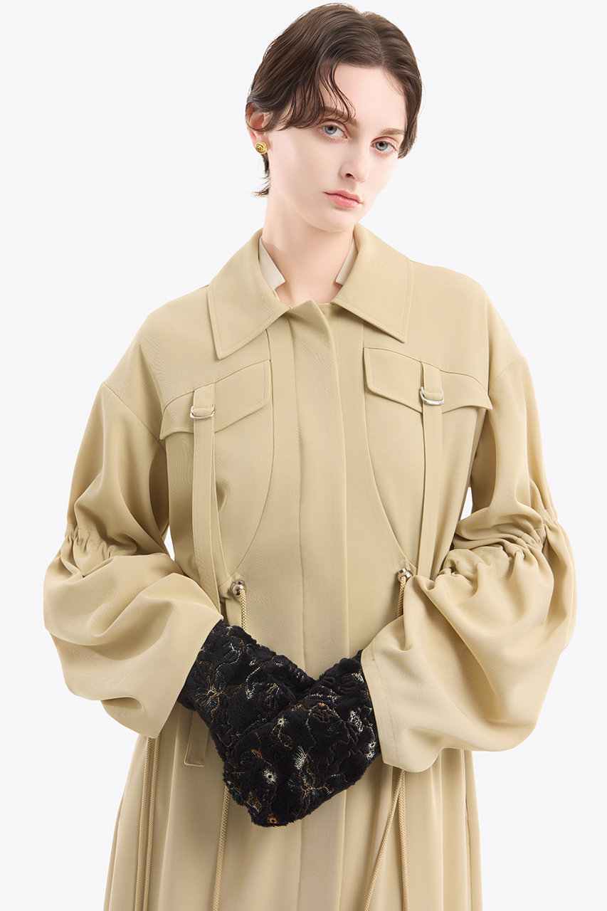 MURRAL(ミューラル)｜Gathered sleeve ミリタリーコート/ベージュ の