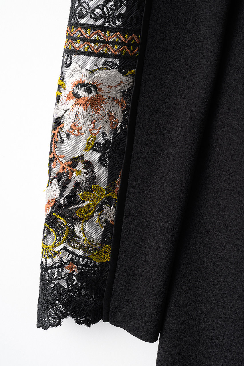 MURRALミューラル framed flowersleeve top MURRAL(ミューラル)｜Framed フラワー レース ドレス/ブラック の通販