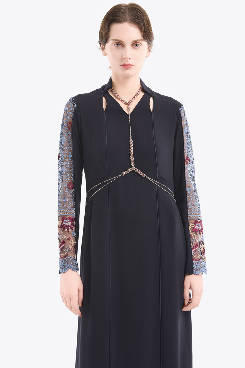 MURRAL(ミューラル)｜Petal collar lace ドレス/ネイビー の通販