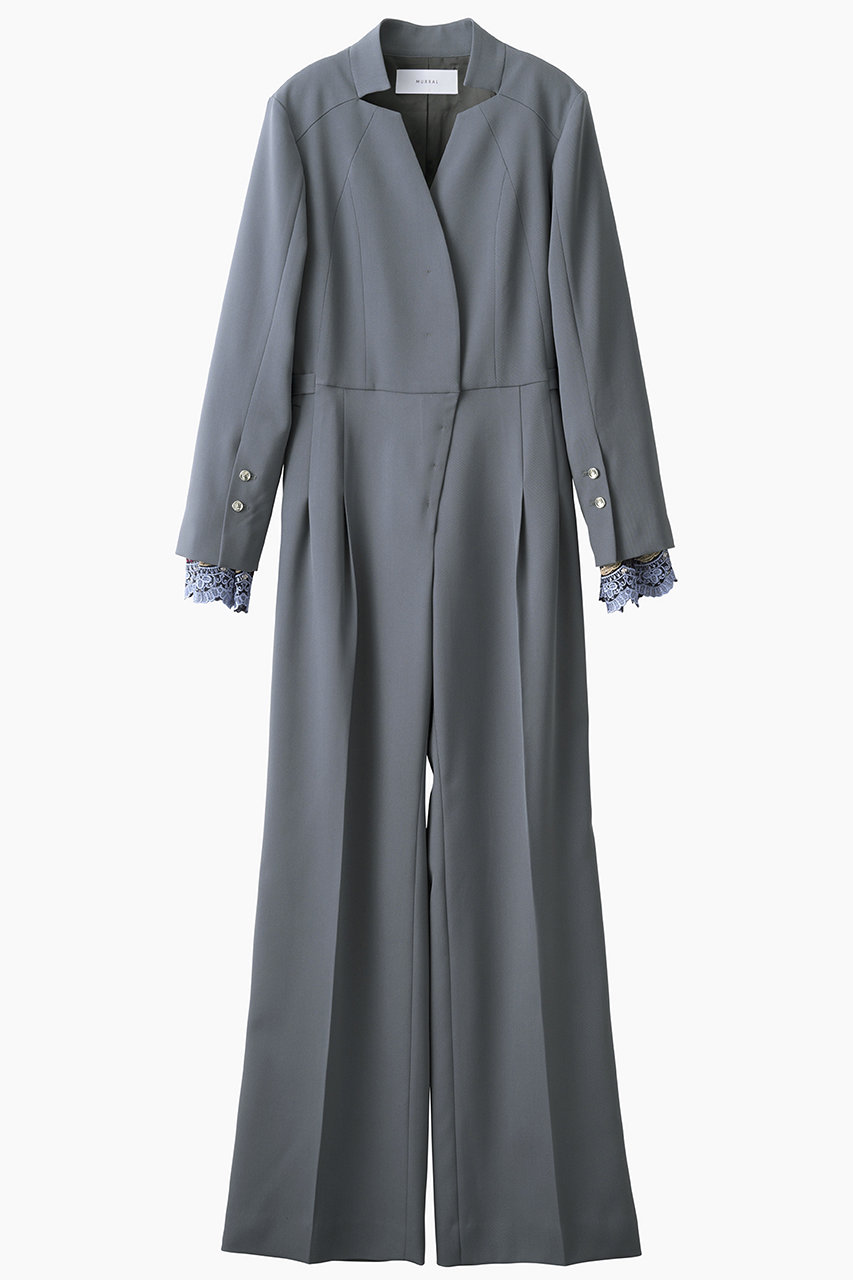 MURRAL Slit sleeve lace ジャンプスーツ (ブルー, 2) ミューラル ELLE SHOP MURRAL Slit sleeve lace ジャンプスーツ (ブルー, 2) ミューラル ELLE SHOP