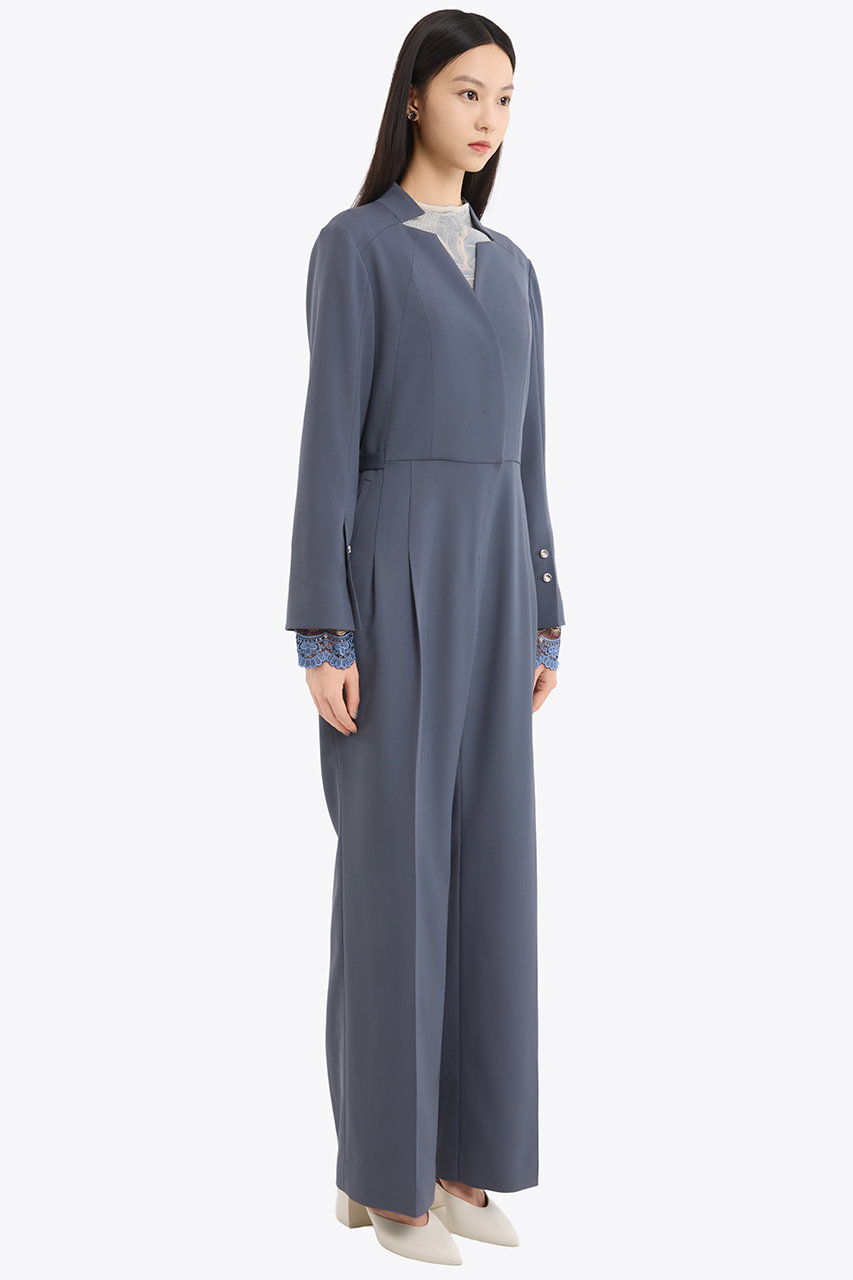 MURRAL(ミューラル)｜Slit sleeve lace ジャンプスーツ/ブルー の通販