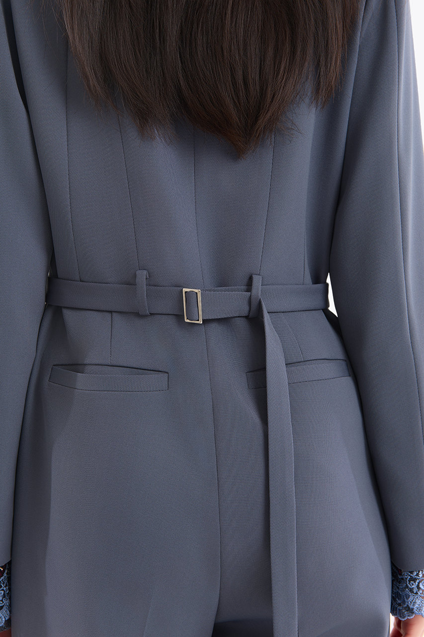 MURRAL(ミューラル)｜Slit sleeve lace ジャンプスーツ/ブルー の通販