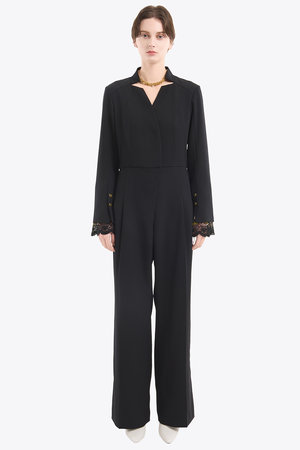 ミューラル/MURRALのSlit sleeve lace ジャンプスーツ(110600/110606)