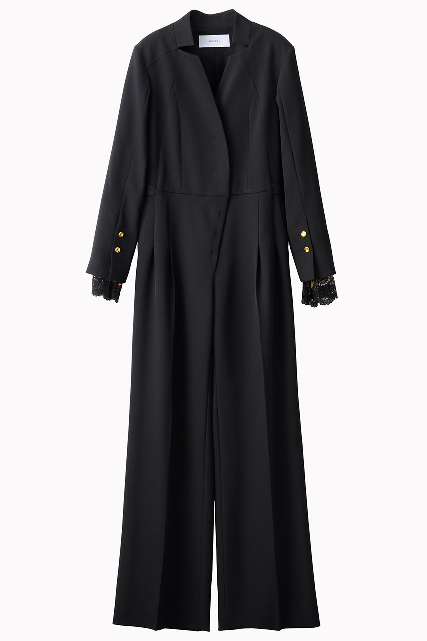 MURRAL Slit sleeve lace ジャンプスーツ (ブラック, 1) ミューラル ELLE SHOP MURRAL Slit sleeve lace ジャンプスーツ (ブラック, 1) ミューラル ELLE SHOP
