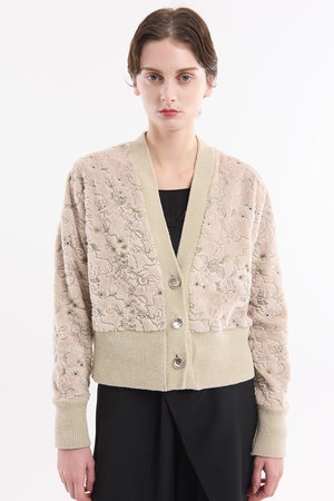 Camouflage  エンブロイダリー  ニットカーディガン