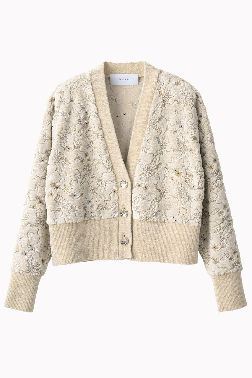 MURRAL Camouflage エンブロイダリー ニットカーディガン (アイボリー, F) ミューラル ELLE SHOP MURRAL Camouflage エンブロイダリー ニットカーディガン (アイボリー, F) ミューラル ELLE SHOP