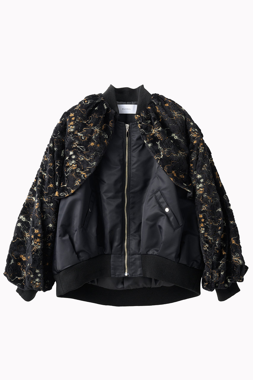 MURRAL Camouflage エンブロイダリー ミリタリーブルゾン (ブラック, F) ミューラル ELLE SHOP MURRAL Camouflage エンブロイダリー ミリタリーブルゾン (ブラック, F) ミューラル ELLE SHOP