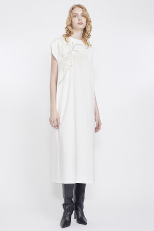 ミューラル/MURRALの【予約販売】Flutter patchwork エンブロイダード ドレス