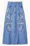 【予約販売】Nerine エンブロイダード デニム スカート ミューラル/MURRAL ブルー