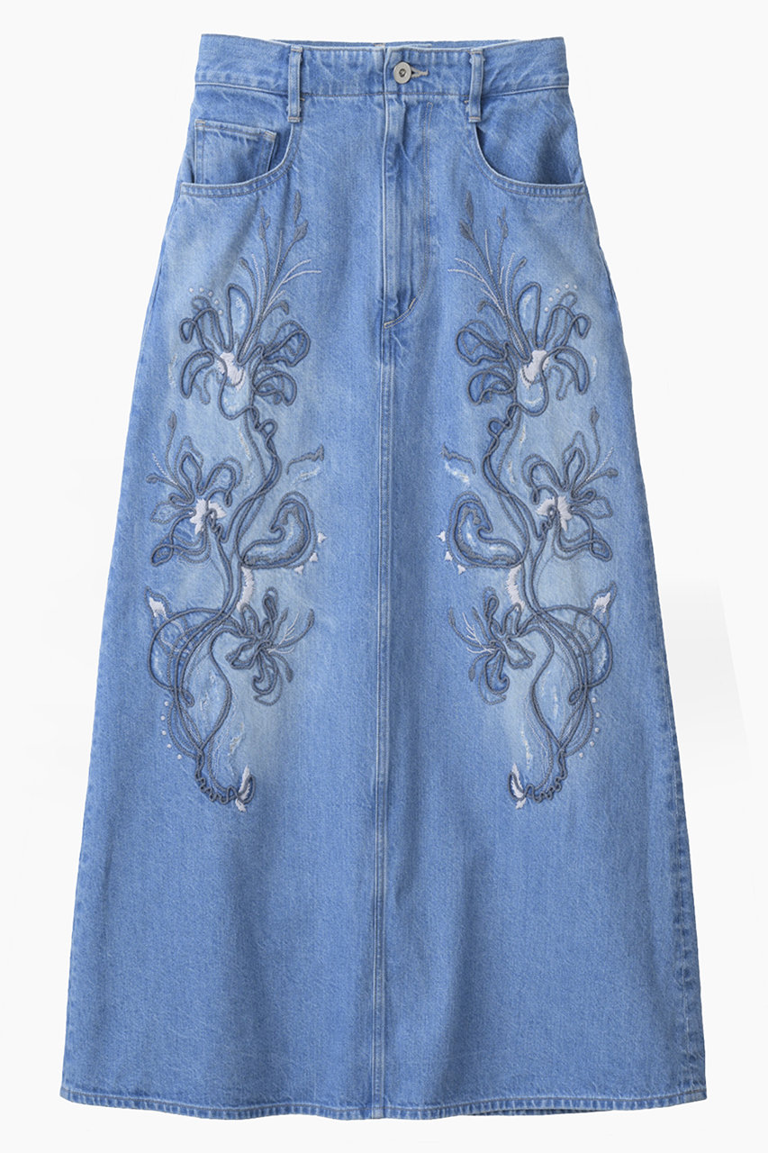 Nerine エンブロイダード デニム スカート