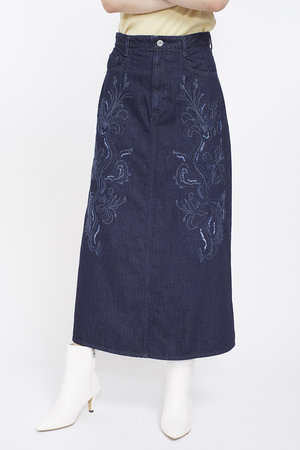 ミューラル/MURRALの【予約販売】Nerine エンブロイダード デニム スカート(110700/110703)