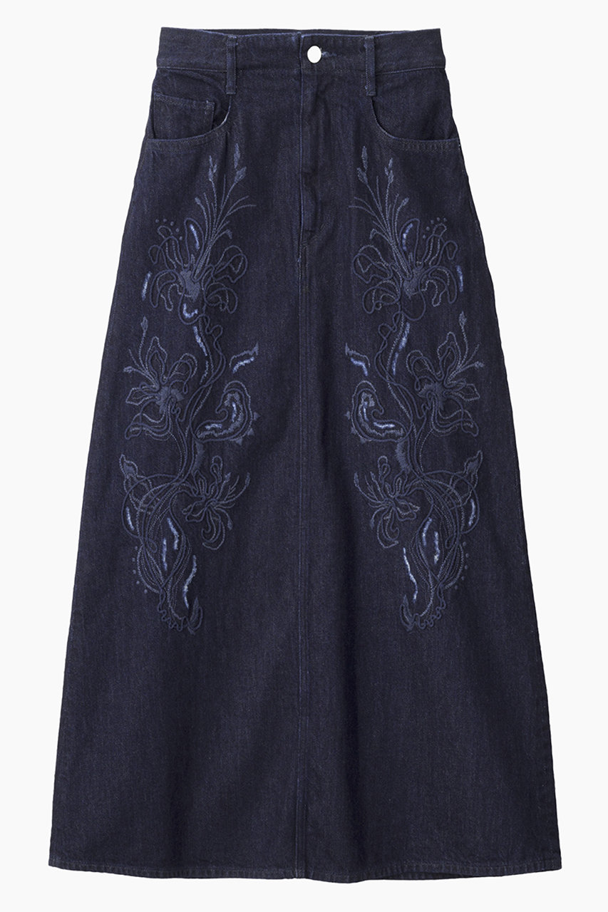 Nerine エンブロイダード デニム スカート