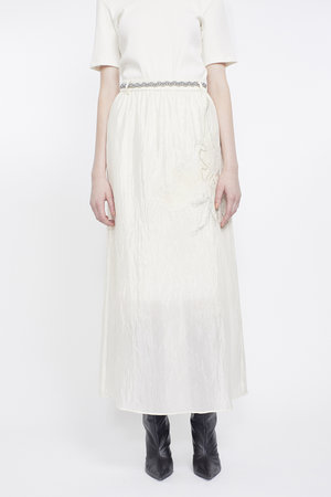 ミューラル/MURRALのFlutter patchwork エンブロイダード スカート(110700/110703)