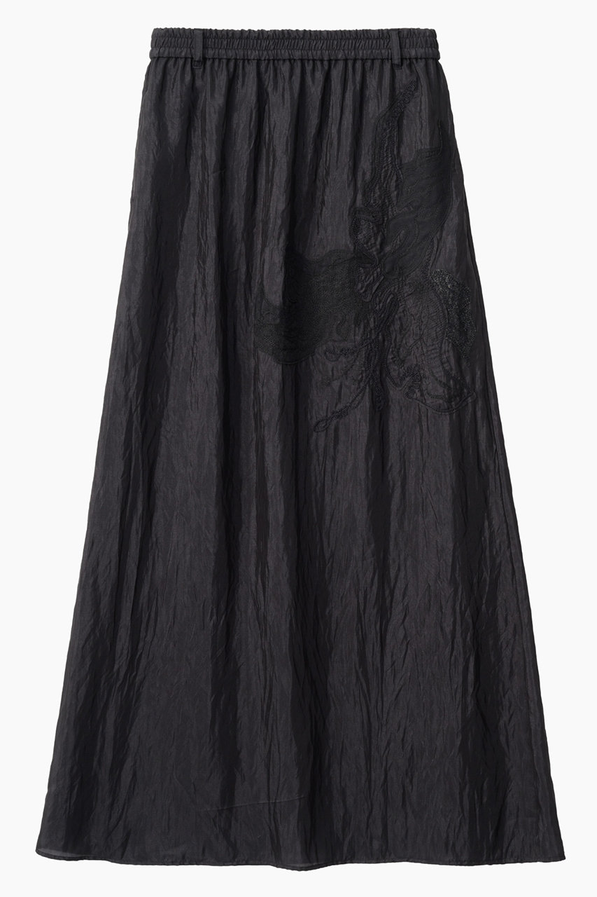 ミューラル/MURRALのFlutter patchwork エンブロイダード スカート(ブラック/261-0903)