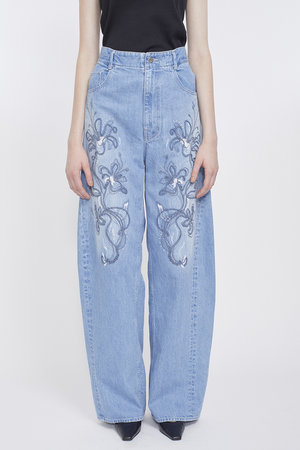 ミューラル/MURRALのNerine エンブロイダード デニム スラックス(110600/110604)