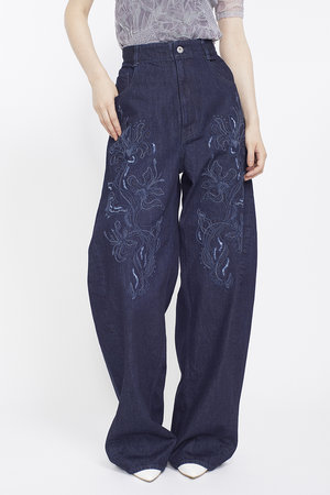 ミューラル/MURRALのNerine エンブロイダード デニム スラックス(110600/110604)