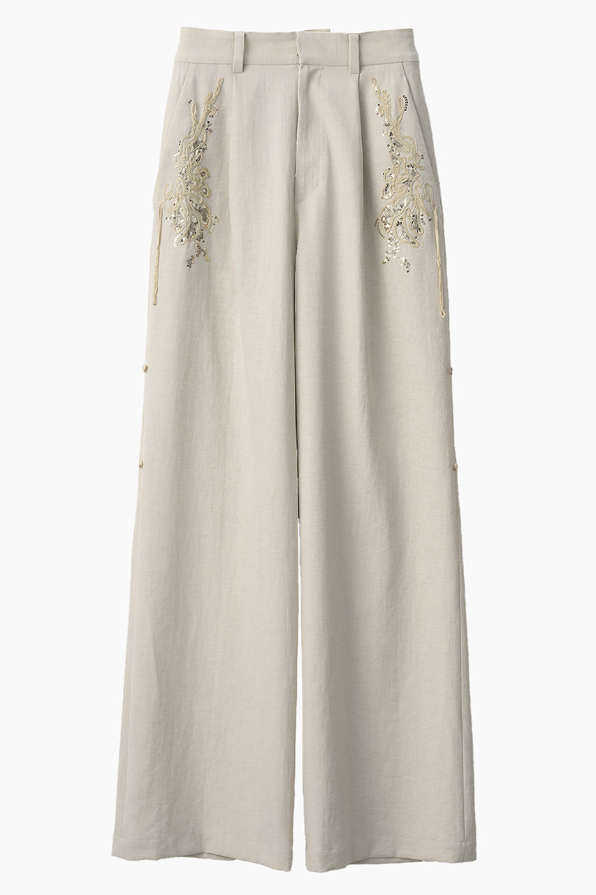 ミューラル/MURRALのVeil エンブロイダード レイヤード スラックス(エクリュ/261-1004)