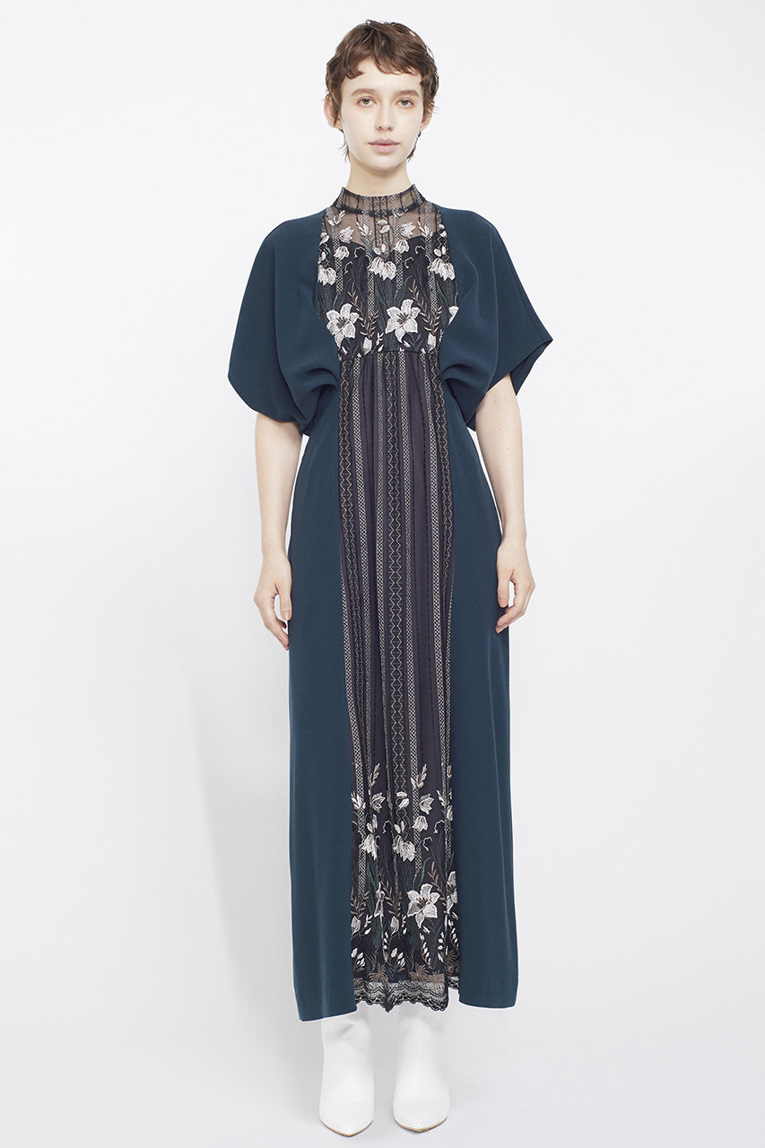 ミューラル murral ワンピース　ドレス MURRAL(ミューラル)｜Classic lace ドレス/グリーン の通販｜ELLESHOP