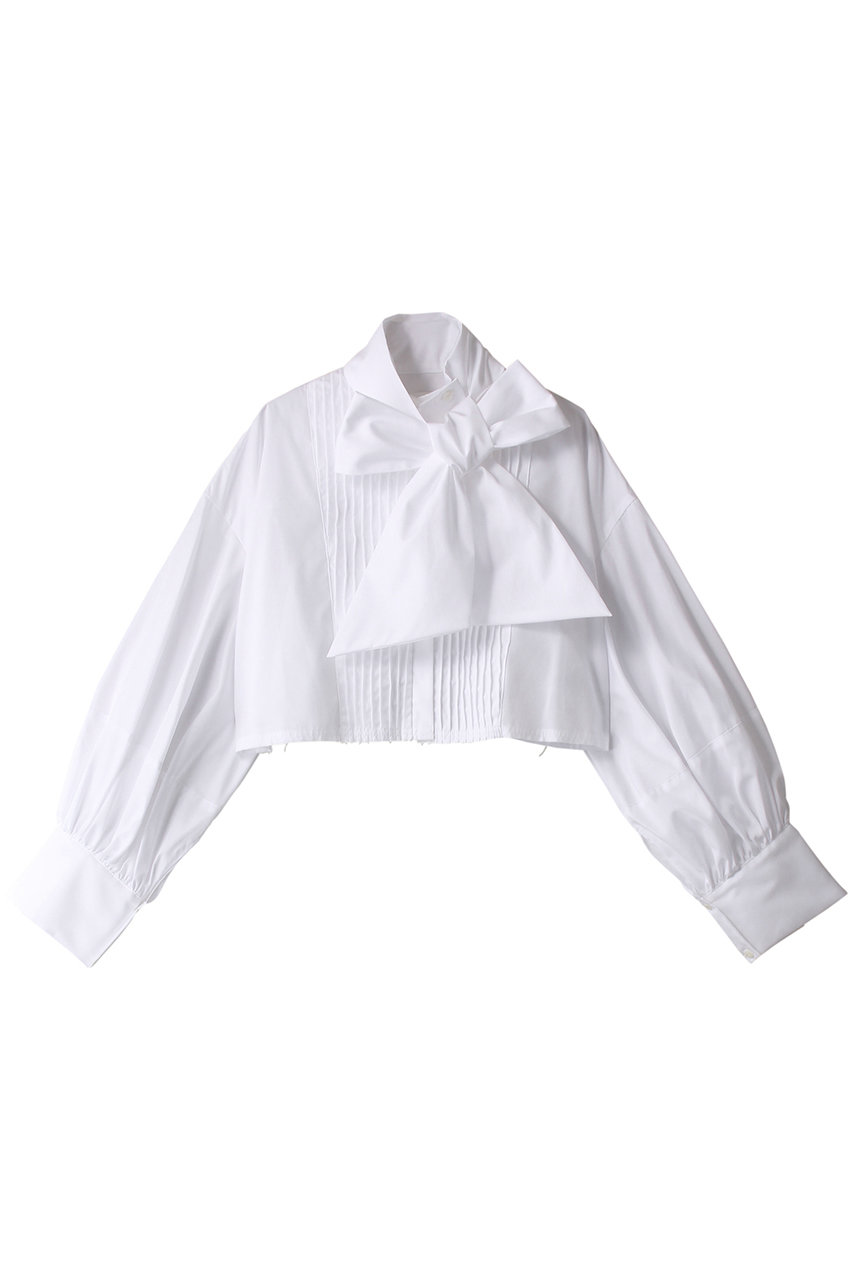 エズミ/EZUMiのクロップド ボウタイ ドレスシャツ(ホワイト/YESS24TP01)