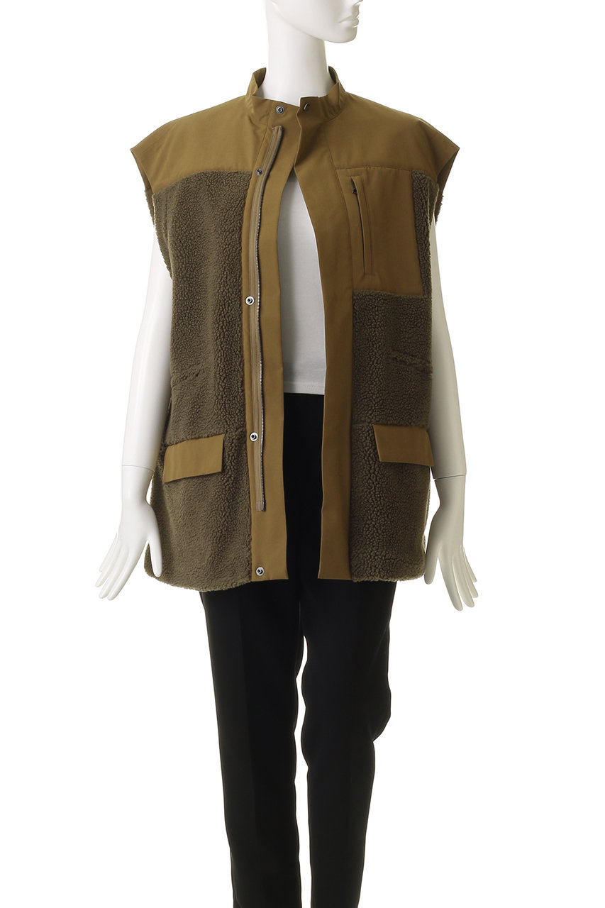 VACHEMENTヴァシュモン　リサイクルシェルタフタボアベスト VACHEMENT(ヴァシュモン)｜リサイクルシェルタフタ×ボアベスト/カーキ