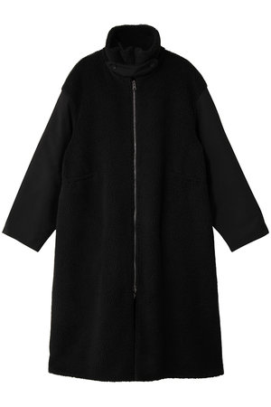 エルマノシェルビーノ　レース　コート　ロングブルゾン　黒　ポリエステル　38 MELTON R-SIDE SLIT COAT(S Black): Yohji Yamamoto｜THE SHOP