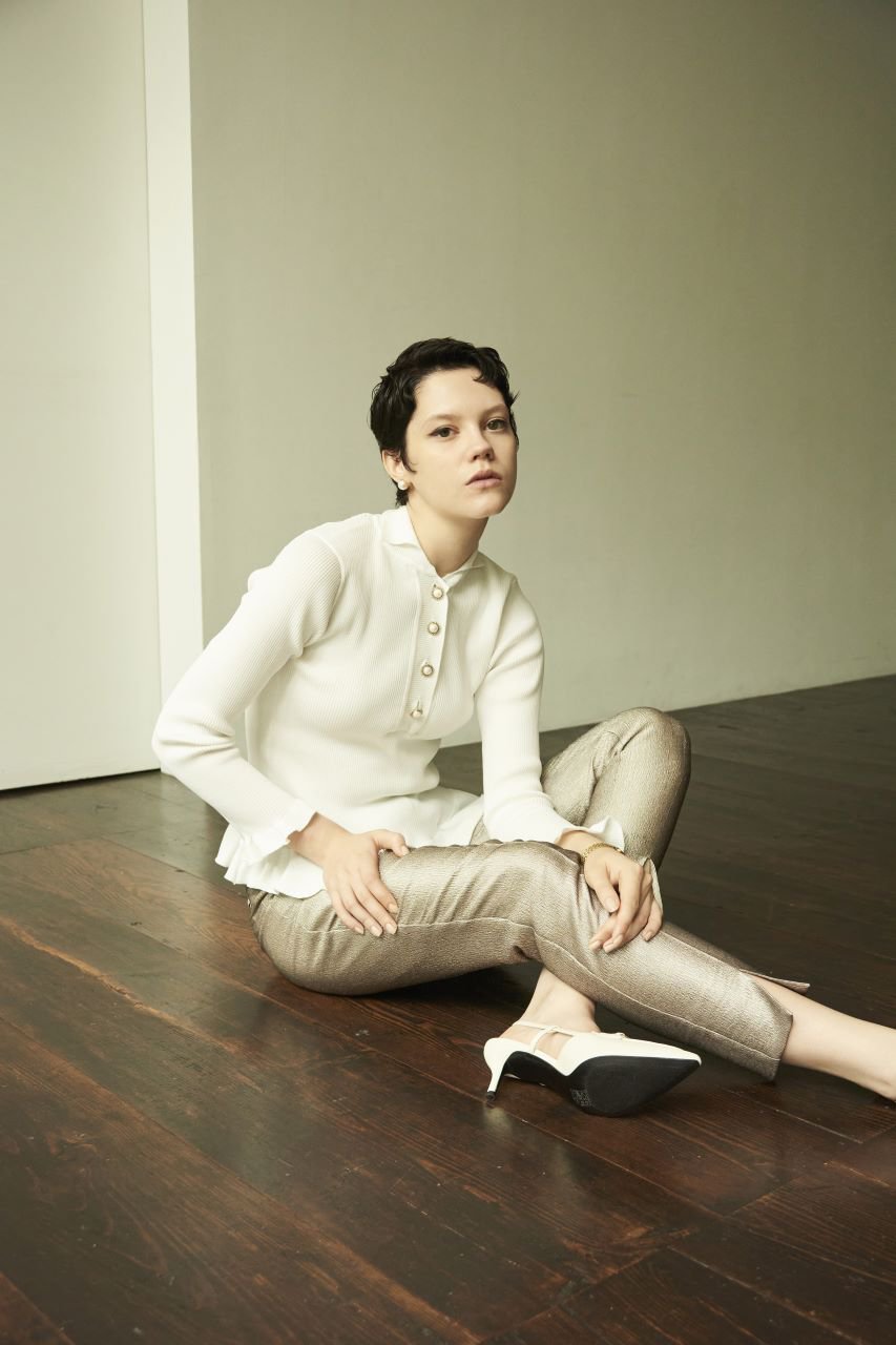 エムダブリュー/MWのリサイクル ポリエステル フリルリブ ニット