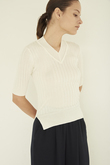 シルク リブ Vネック ニット