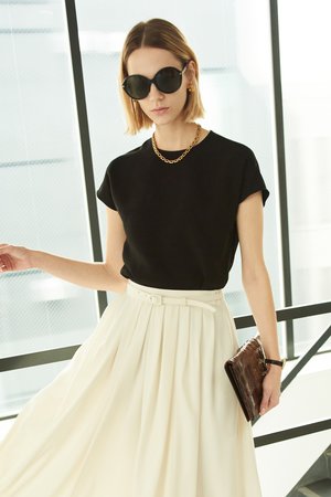 エムダブリュー/MWのトリアセテート フレンチスリーヴ トップス(110400/110402)