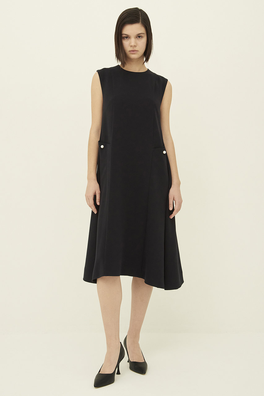 MW(エムダブリュー)｜トリアセテート ノースリーヴ フレア ドレス