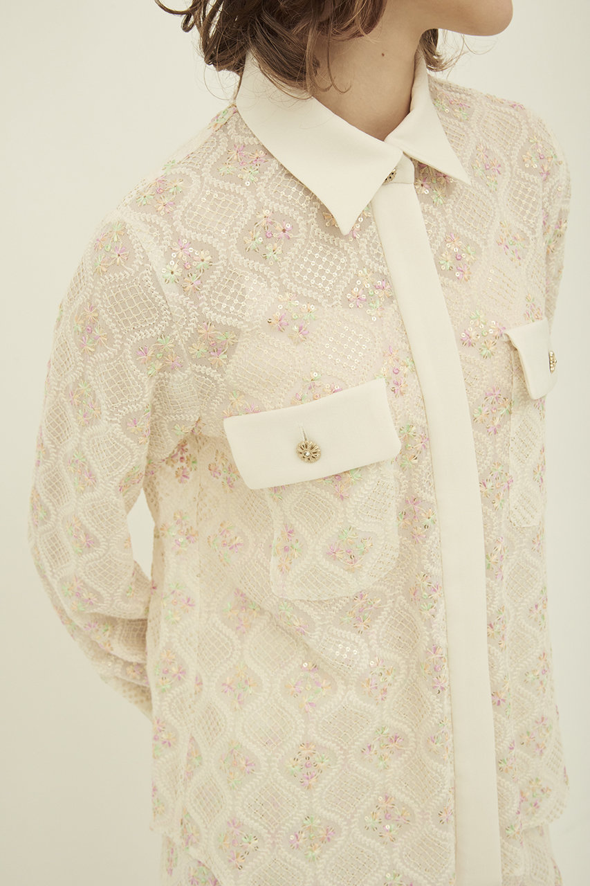 MW(エムダブリュー)｜刺しゅう ブラウス/アイボリー の通販｜ELLESHOP 